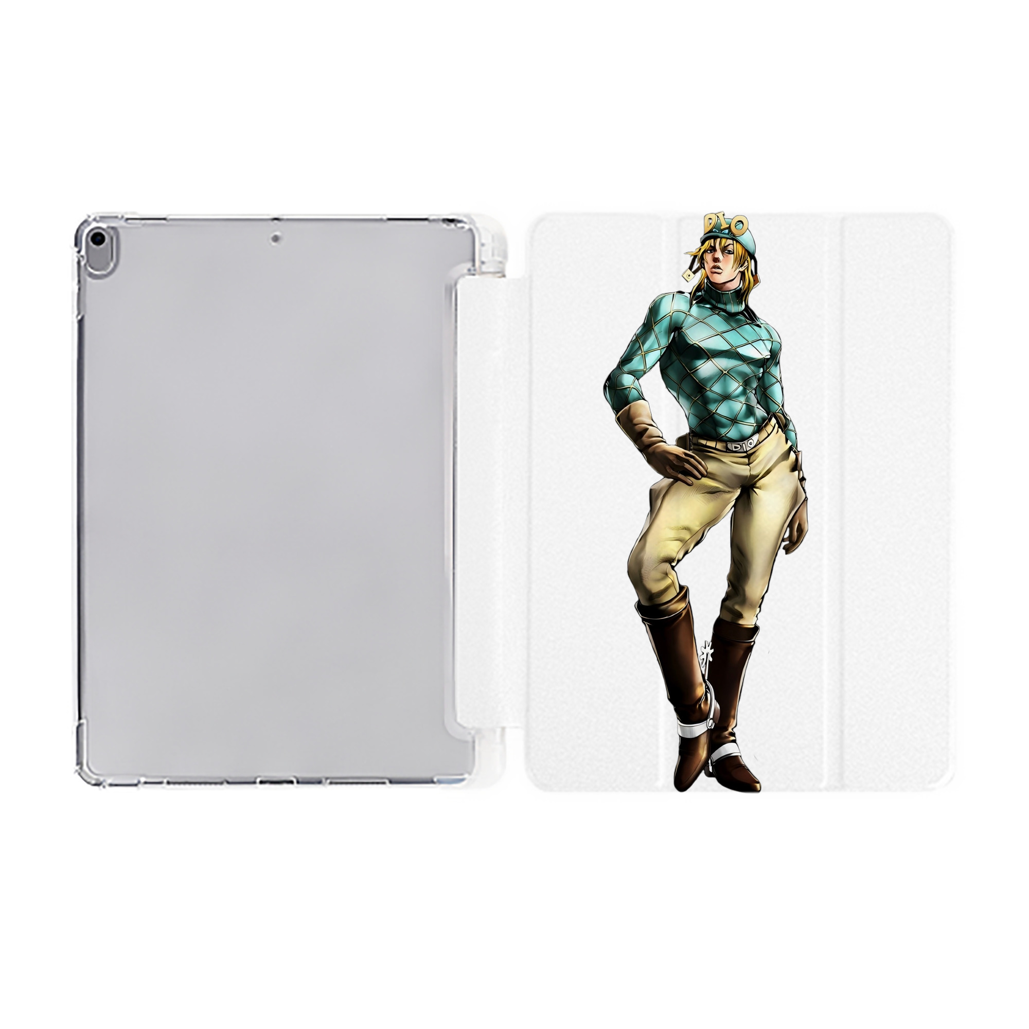 （画像用） ジョジョの奇妙な冒険 ディオ?ブランドー JoJo's Bizarre Adventure Dio Brando IPad ケース ペン収納付き 三つ折りスタンド PUレザー×シリコン 対応機種9.5/10.5/10.9インチ